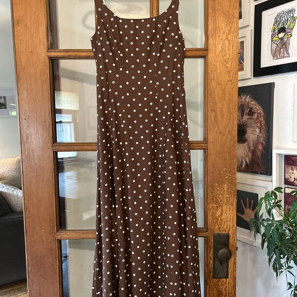 ZARA Linen Blend Polka Dot Dress - Picture 3 of 4